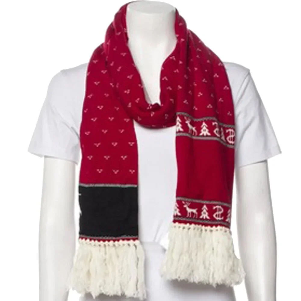 NEW! Brioni Holiday Scarf! Red & Off White With Big Brioni 